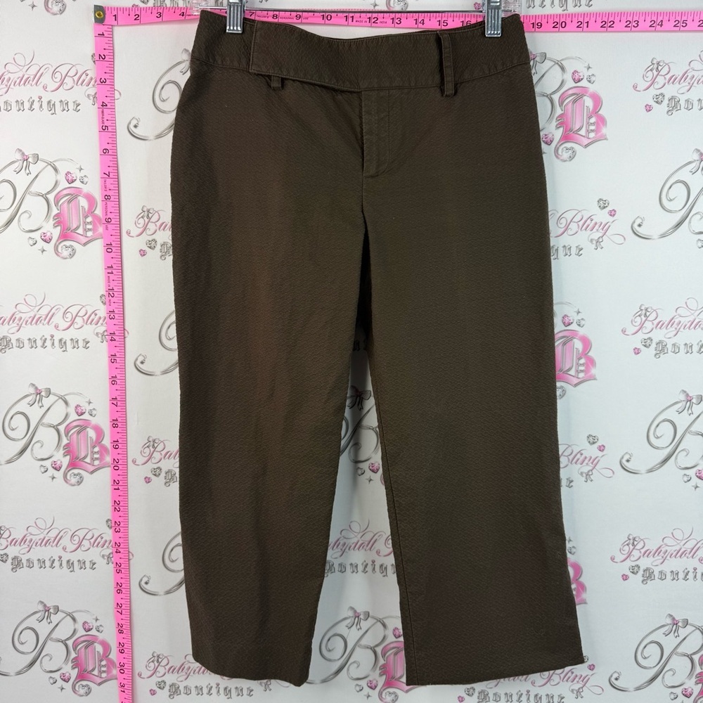 Nine West capri pants pattern texture Olive Brown Petite Cropped Pants